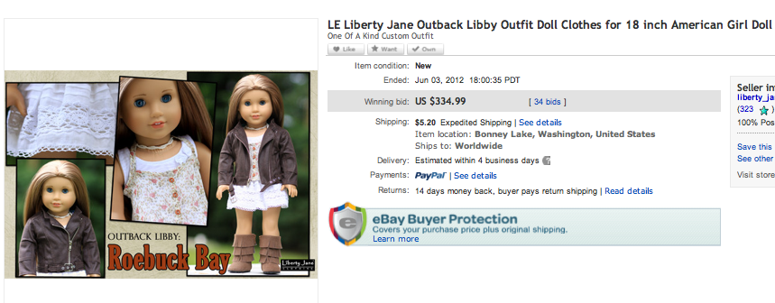 Roebuck Bay Final Bid Price Liberty Jane